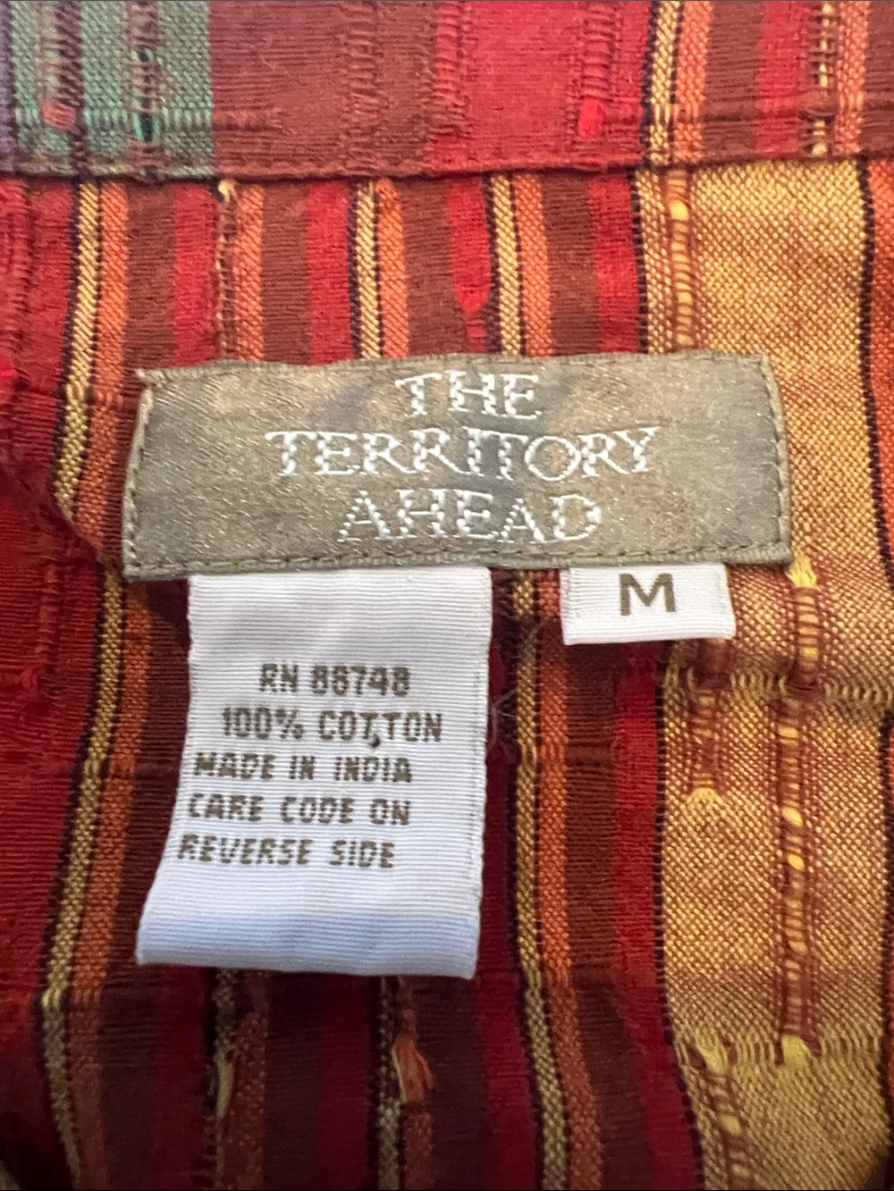 Territory Ahead Cotton Multicolor Stripe Women’s Top Sz M Lightweight Colorful - Picture 6 of 7